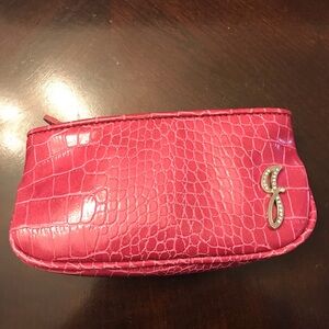 Fuchsia Croc-Embossed Wristlet Clutch